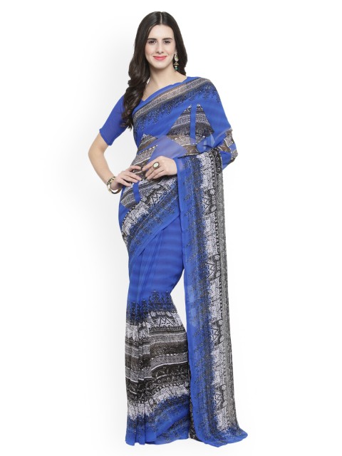 

Shaily Blue Printed Pure Georgette Saree