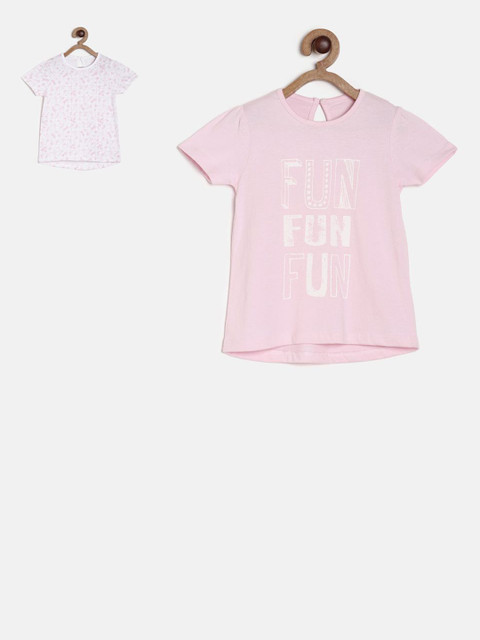 

MINI KLUB Girls Pack of 2 Printed Tops, Pink