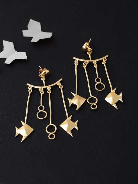 Voylla Gold-Plated Handcrafted Contemporary Drop Earrings