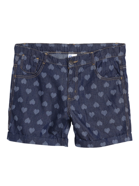 

612 league Girls Navy Blue Self Designed Regular Fit Shorts