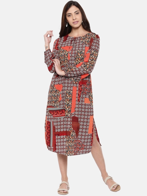 

Chumbak Women Multicoloured Printed A-Line Dress, Multi