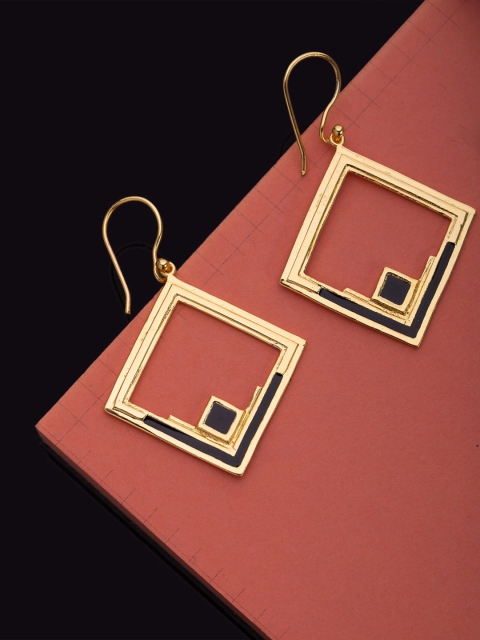

Studio Voylla Gold-Toned & Black Square Drop Earrings