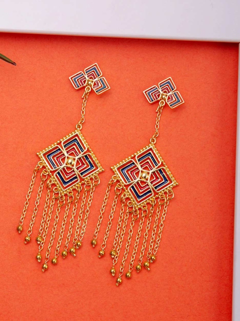 

Studio Voylla Gold-Toned Geometric Drop Earrings