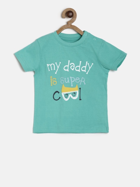 

MINI KLUB Boys Green Printed Round Neck Pure Cotton T-shirt