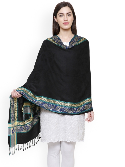 

Anekaant Women Black Solid Shawl