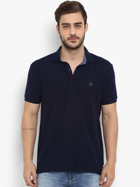 

Mufti Men Navy Blue Solid Polo Collar T-shirt