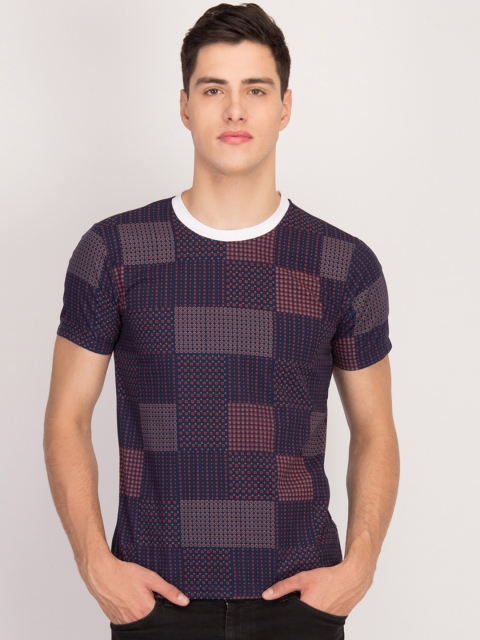 

LA LOFT Men Multicoloured Checked Round Neck T-shirt, Multi