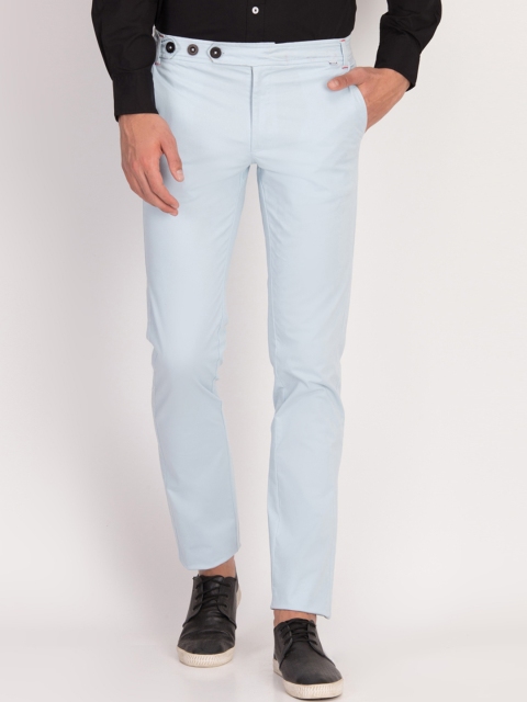 LA LOFT Men Blue Regular Fit Solid Chinos