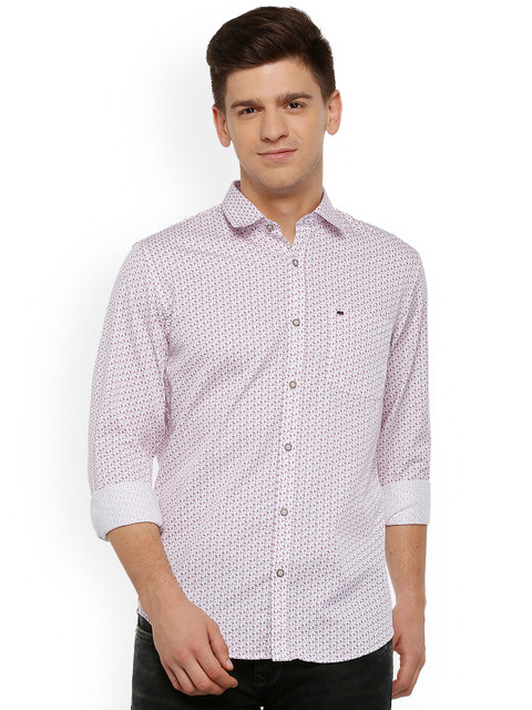 

Peter England Casuals Men White & Purple Slim Fit Printed Casual Shirt