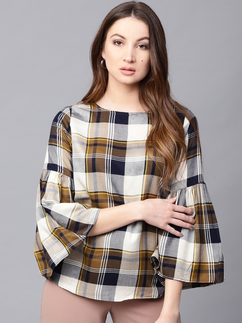 

Jaipur Kurti Women Beige & Black Checked Top