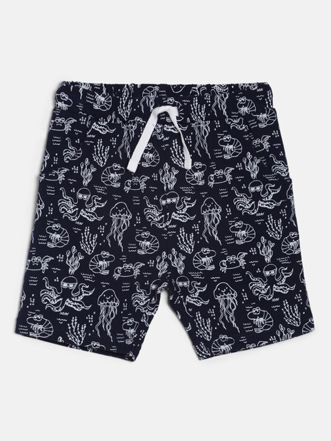 

MINI KLUB Boys Navy Blue Printed Regular Fit Regular Shorts