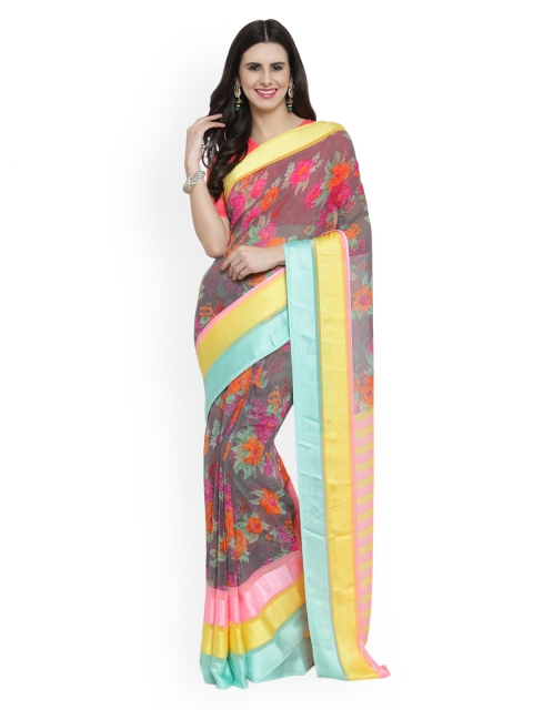 Shaily Multicoloured Printed Satin Saree, Multi