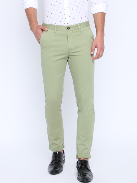 

Basics Men Green Skinny Fit Solid Regular Trousers