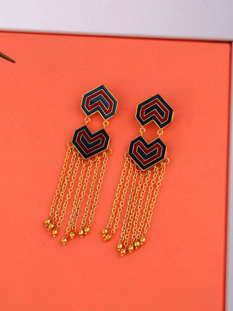 

Studio Voylla Gold-Toned Geometric Drop Earrings