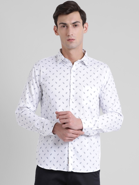 

Being Fab Men White Slim Fit Printed Casual Shirt