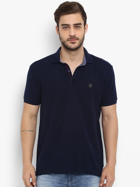 

Mufti Men Navy Blue Solid Polo Collar T-shirt