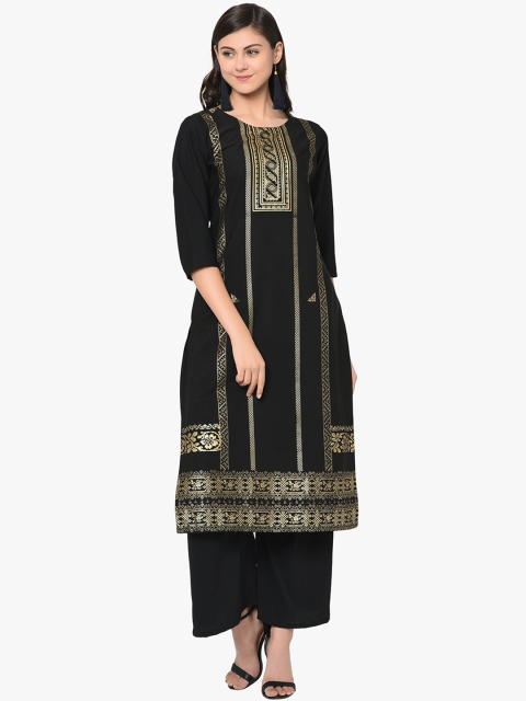 

ZIYAA Women Black Printed Kurta with Palazzos