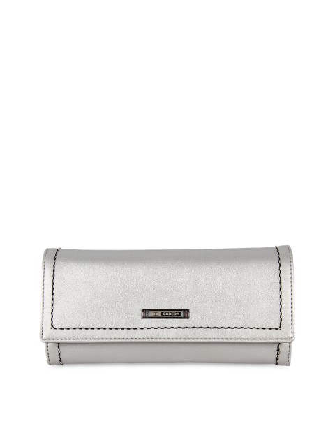 

ESBEDA Women Silver-Toned Solid Three Fold Wallet