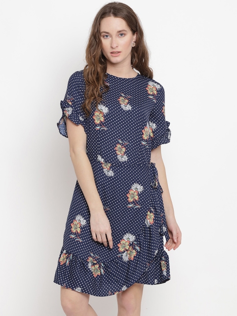 

Abiti Bella Women Navy Blue Printed Fit and Flare Dress