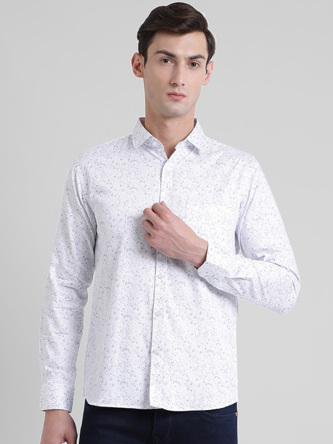 

Being Fab Men White Slim Fit Printed Casual Shirt