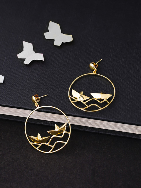 

Voylla Gold-Plated Contemporary Drop Earrings
