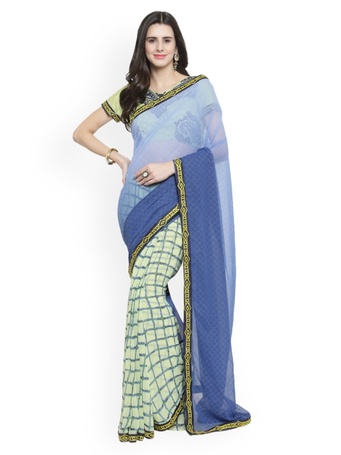 

Shaily Blue Embellished Pure Georgette Saree