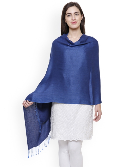 

Anekaant Women Blue Solid Reversible Shawl