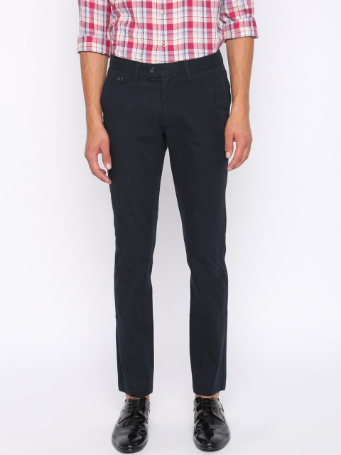 

Basics Men Navy Blue Skinny Fit Solid Regular Trousers