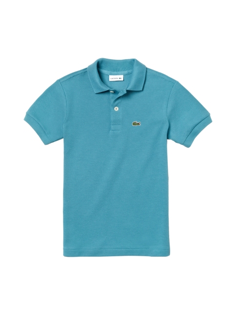 

Lacoste Boys Teal Blue Solid Polo Collar T-shirt