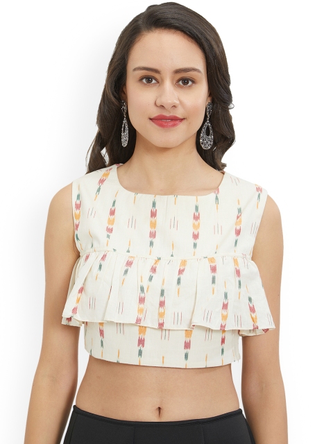

Just B Women Off White Printed Blouse
