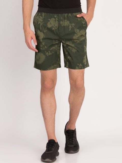 

LA LOFT Men Olive Green Printed Regular Fit Regular Shorts