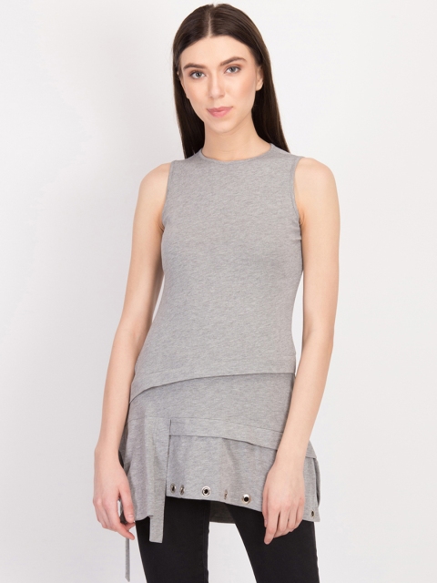 

LA LOFT Grey Solid Layered Tunic