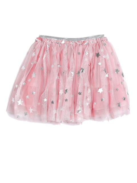 

612 league Girls Pink Printed Skirt