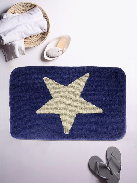 

ROMEE Blue Printed Rectangular Bath Rug