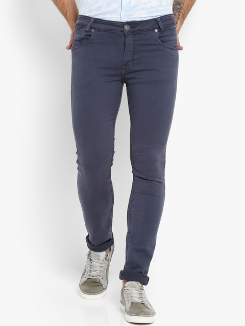 

Mufti Men Blue Skinny Fit Solid Regular Trousers