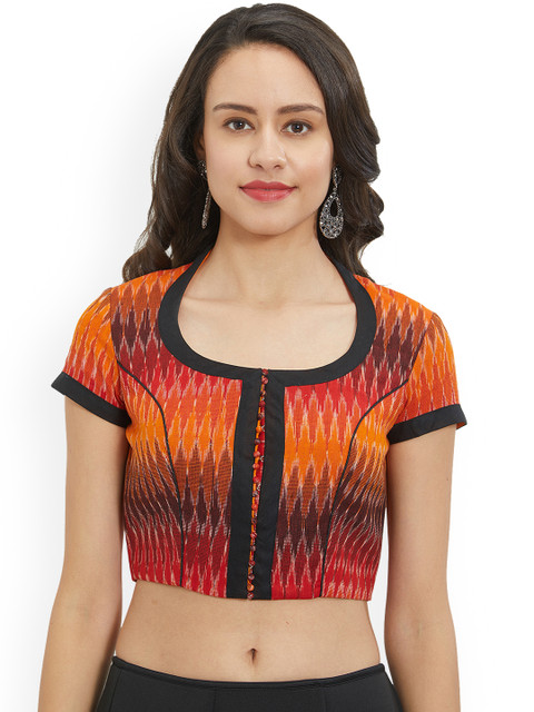 

Just B Women Orange & Black Printed Blouse