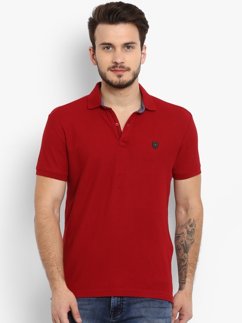 

Mufti Men Red Solid Polo Collar T-shirt