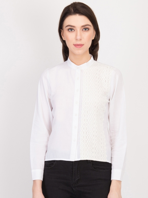LA LOFT Women White Regular Fit Solid Casual Shirt