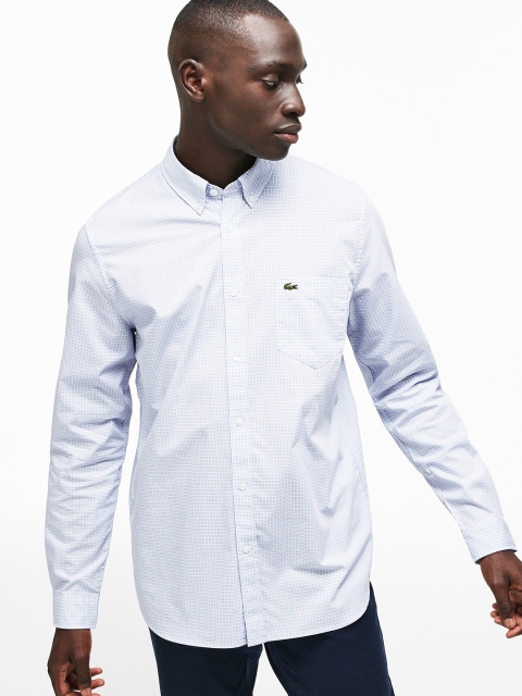 

Lacoste Men Blue & White Regular Fit Checked Casual Shirt