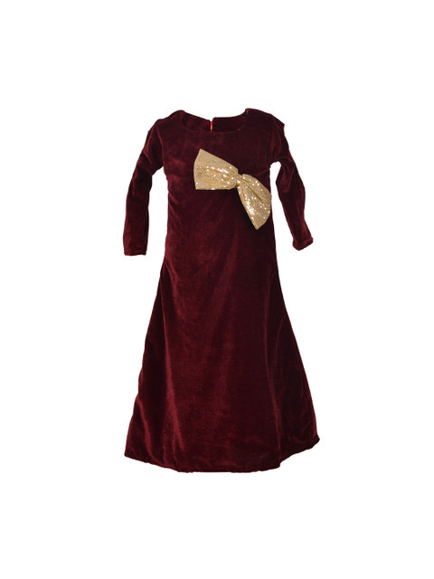

Samsara Couture Girls Maroon Solid A-Line Dress