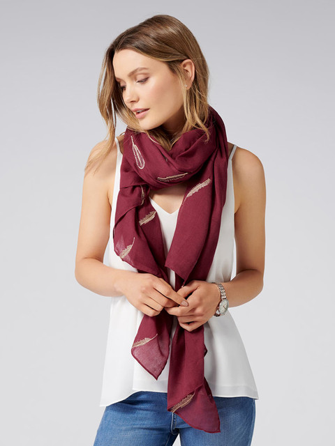 

Forever New Burgundy Printed Scarf