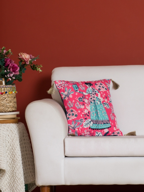 

Chumbak Pink Set of Single Quirky Square Cushion Covers