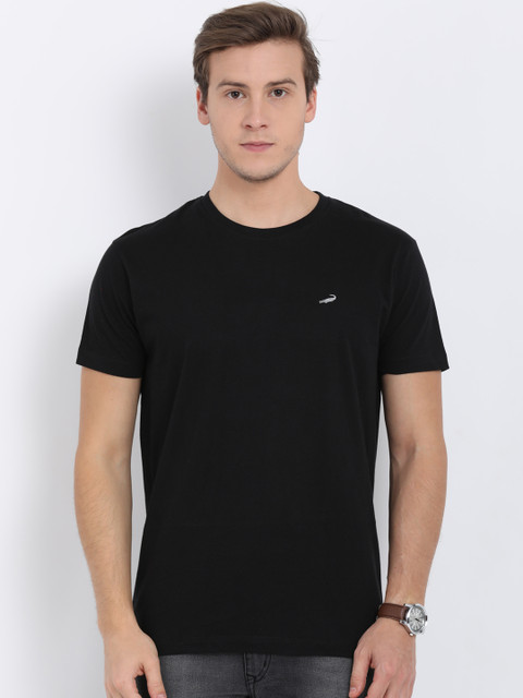 

Crocodile Men Black Solid Round Neck Slim Fit T-shirt