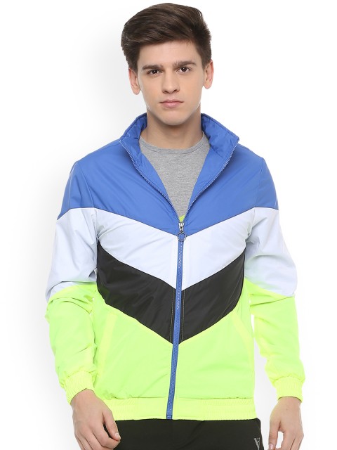 

People Men Blue Colourblocked Bomber Jacket