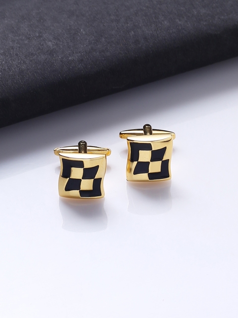 

Tistabene Gold-Toned & Black Cylinder Cufflinks