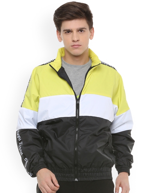 

People Men Green Colourblocked Padded Jacket
