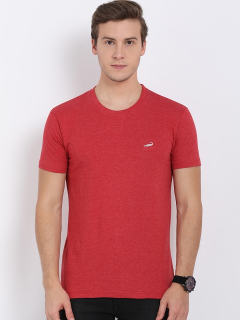 

Crocodile Men Red Solid Round Neck Slim Fit T-shirt