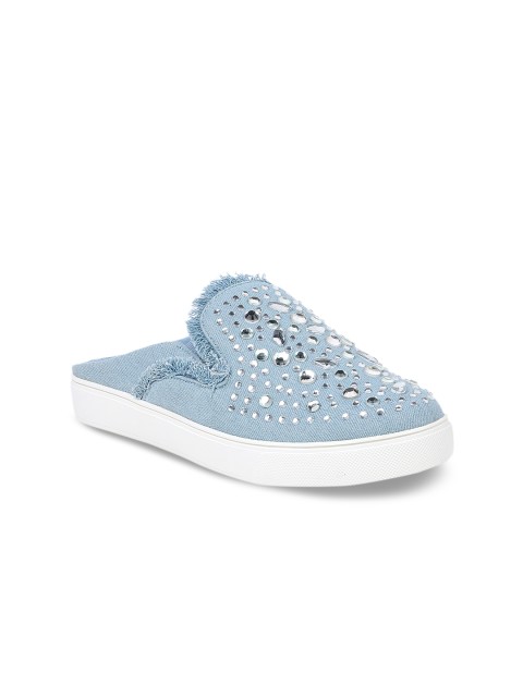 

ALDO Women Blue Solid Embellished Mules