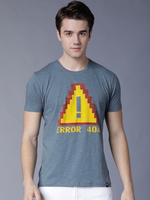 

LOCOMOTIVE Men Blue Printed Round Neck T-shirt