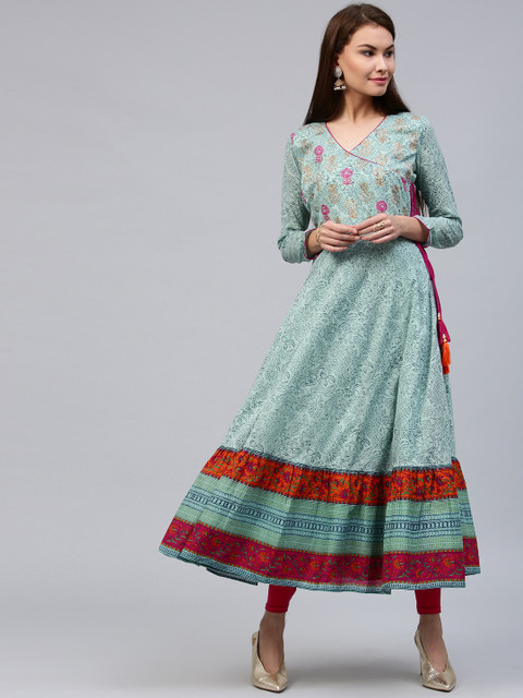 

Jaipur Kurti Women Blue Printed Anarkali Kurta
